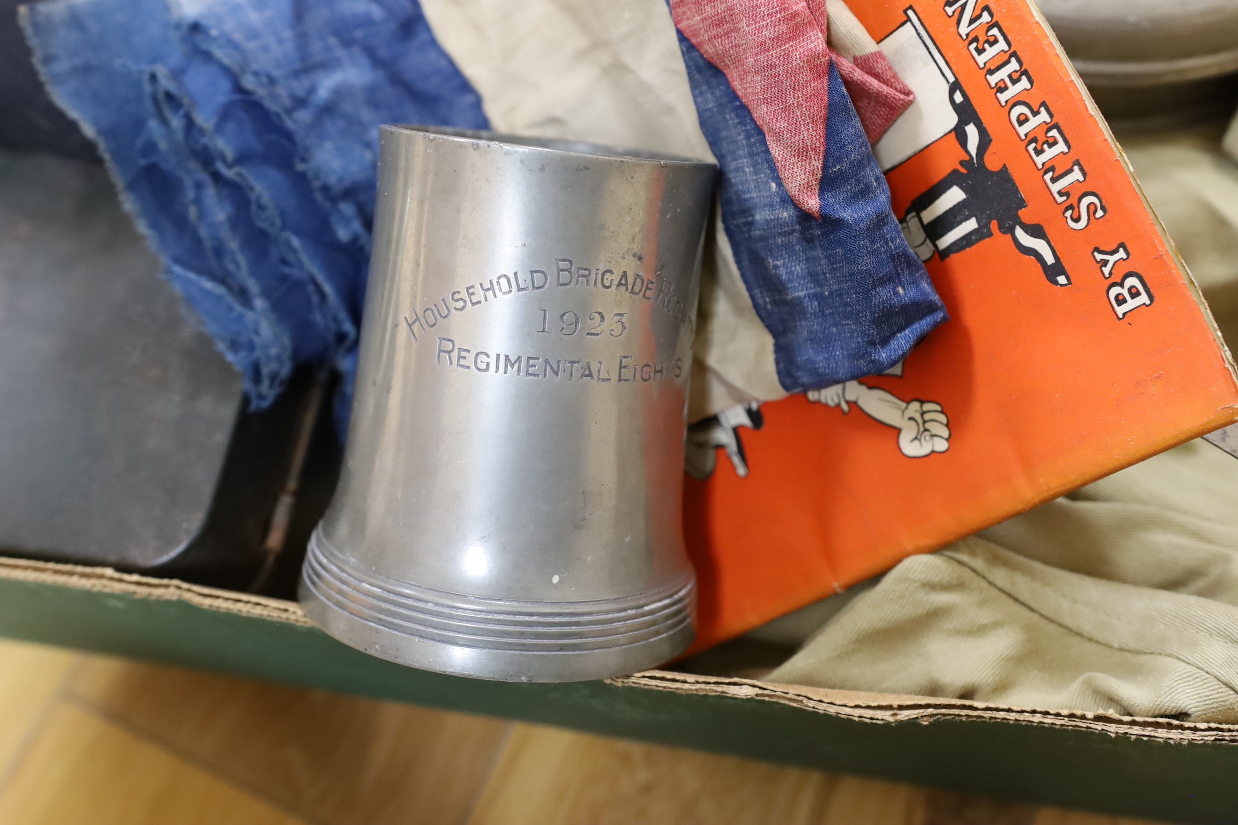 A box of militaria items